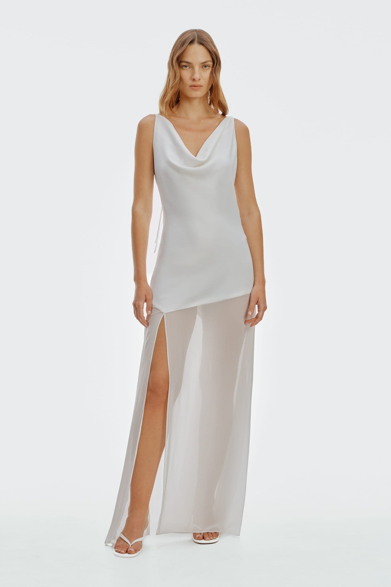 MNTFM051026020904196_2 Third Form Crossing Cowl Floor Length Dress | Snow - Image 2