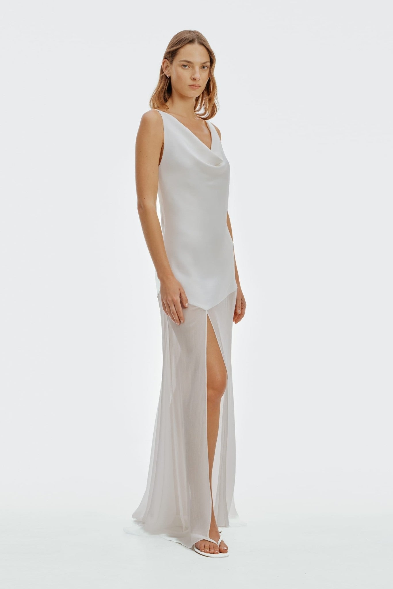 MNTFM051026020904196_3 Third Form Crossing Cowl Floor Length Dress | Snow - Image 3