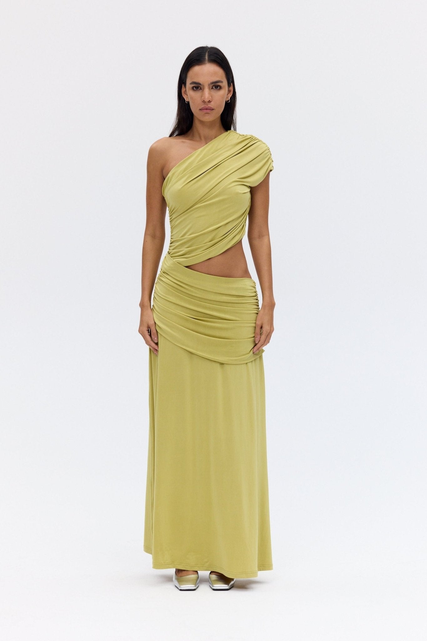 Third Form Crave Rouched Floor Length Dress | Fig - Image 1