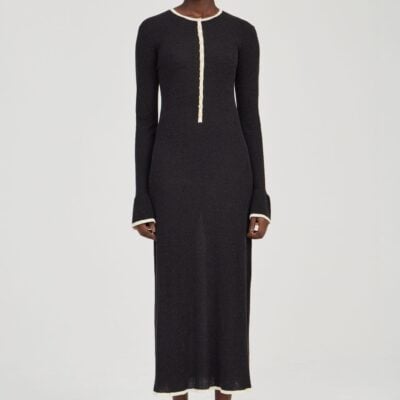 Third Form Bound Knit LS Dress | Soot & Shell - Image 1