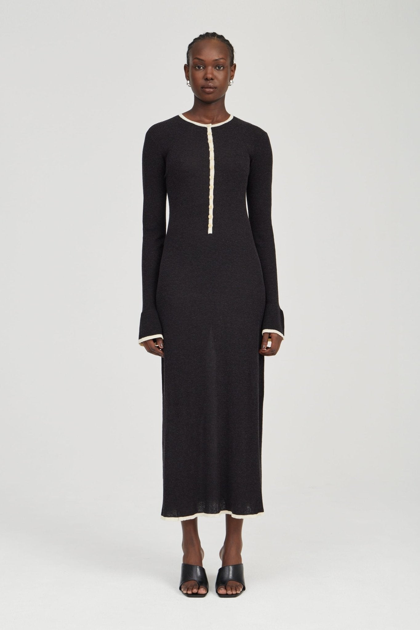 Third Form Bound Knit LS Dress | Soot & Shell - Image 1