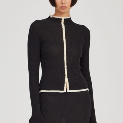 Third Form Bound Knit Cardigan | Soot & Shell - Image 1