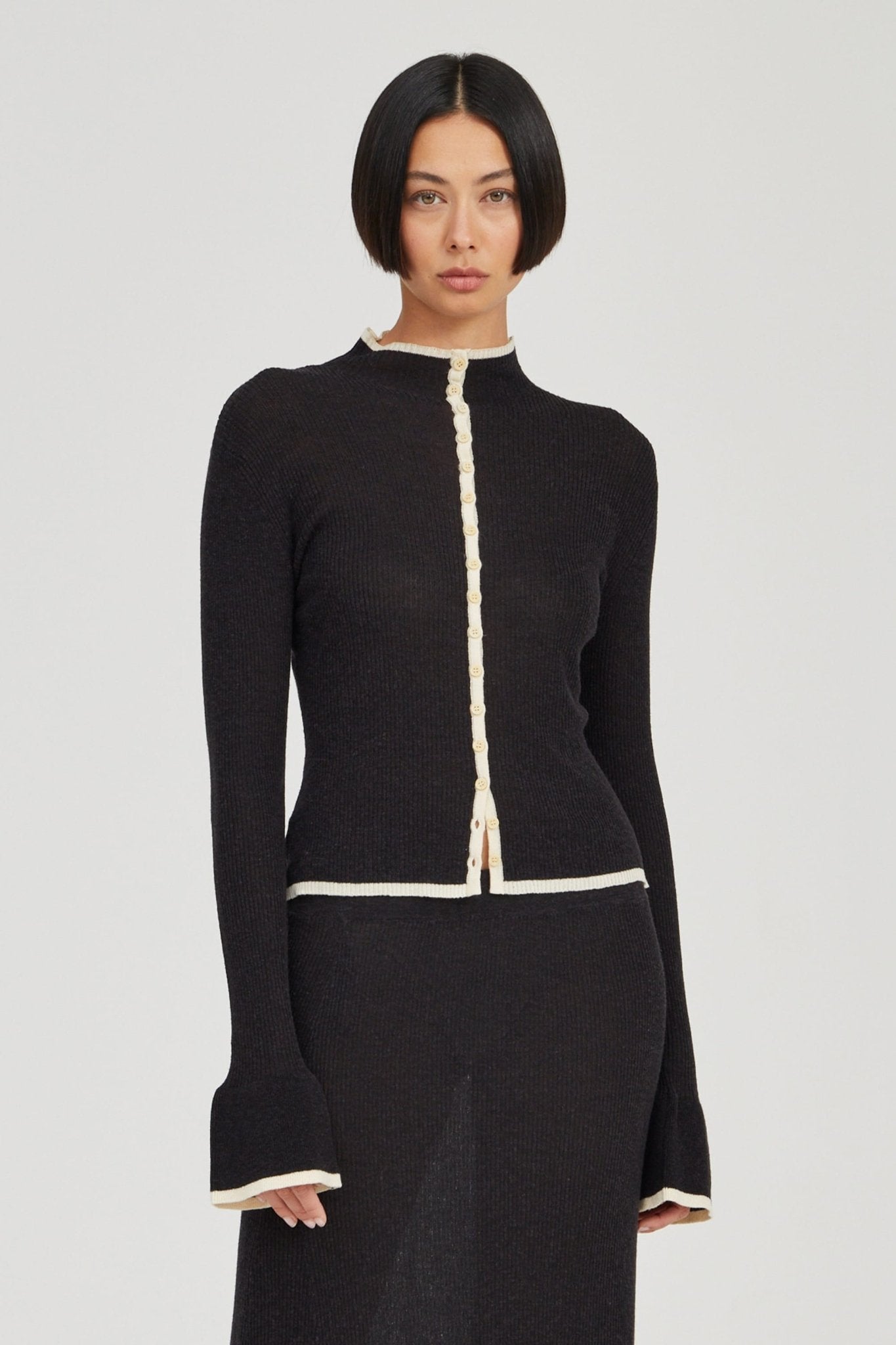 Third Form Bound Knit Cardigan | Soot & Shell - Image 1