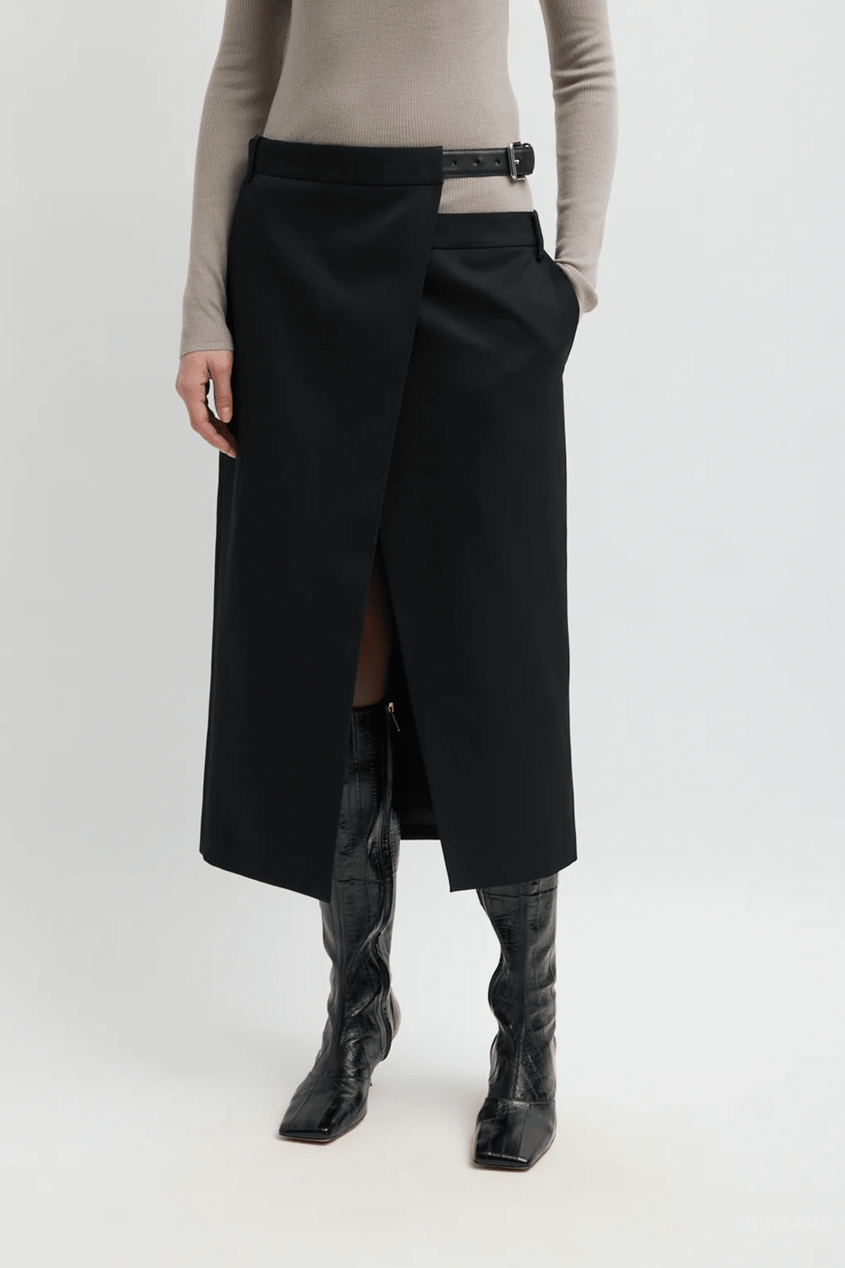 MNTIBI041026050625385_2 Tibi Gossamer Plain Weave Double Apron Skirt - Image 2