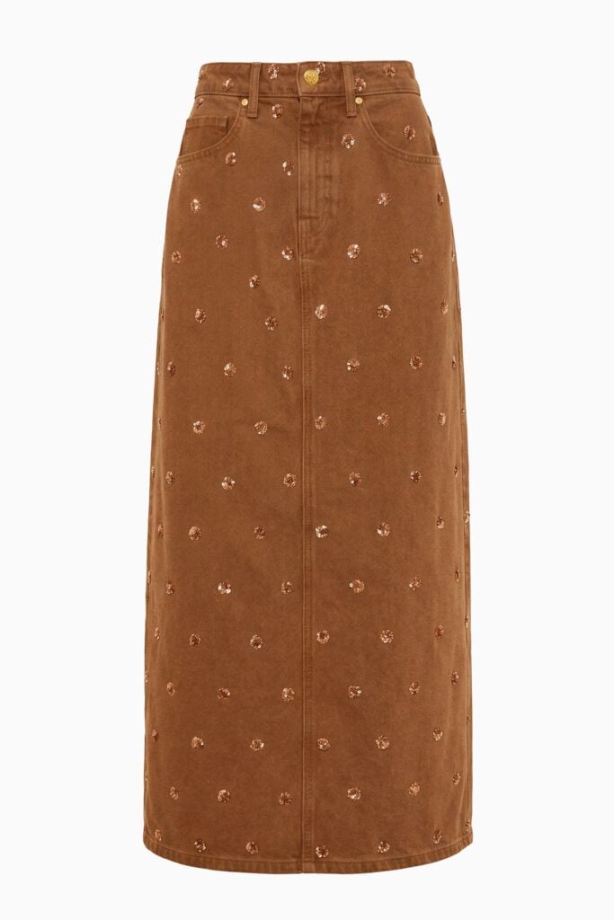Ulla Johnson The Verona Embellished Denim Skirt - Image 1