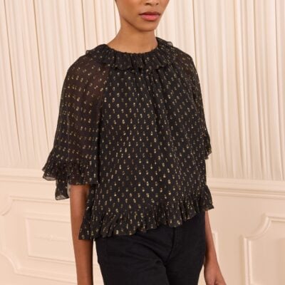 Ulla Johnson Minna Short Sleeve Silk Blouse - Image 1