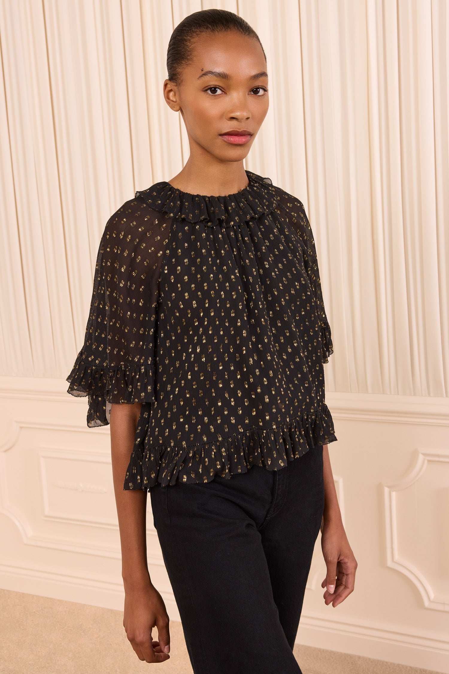 Ulla Johnson Minna Short Sleeve Silk Blouse - Image 1
