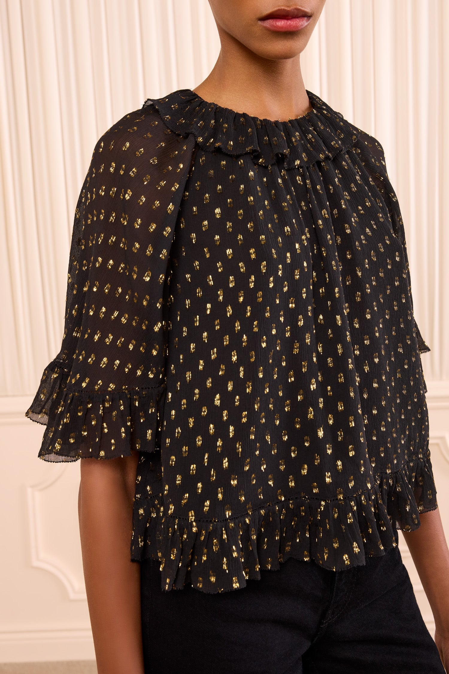 MNULJ051026014509433_2 Ulla Johnson Minna Short Sleeve Silk Blouse - Image 2