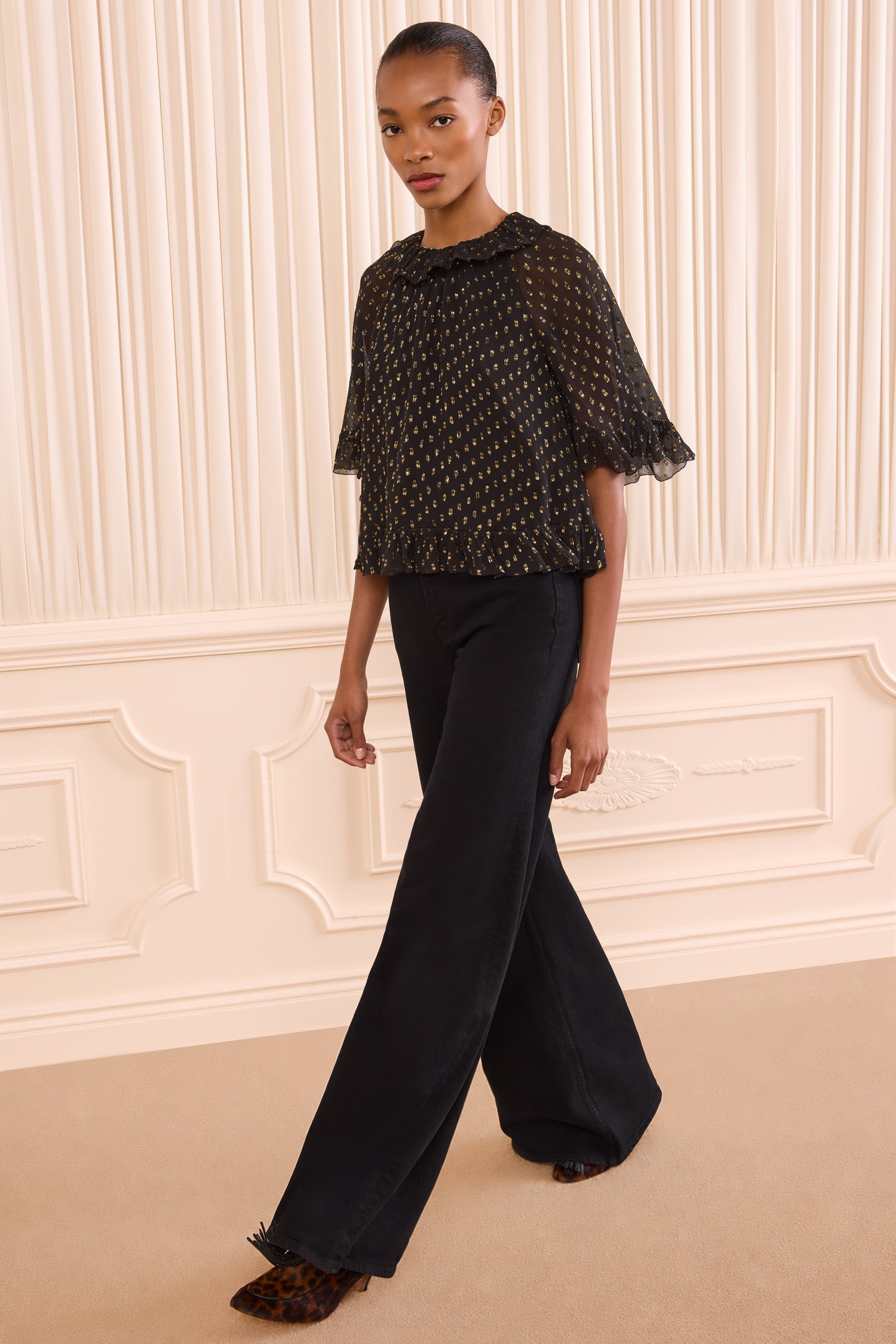 MNULJ051026014509433_3 Ulla Johnson Minna Short Sleeve Silk Blouse - Image 3