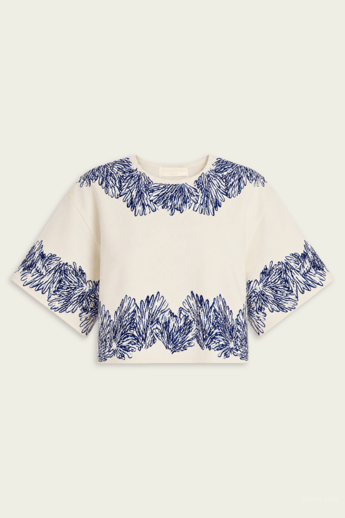 Ulla Johnson Alara Short-Sleeve Knit Jacquard Knit Top - Image 1