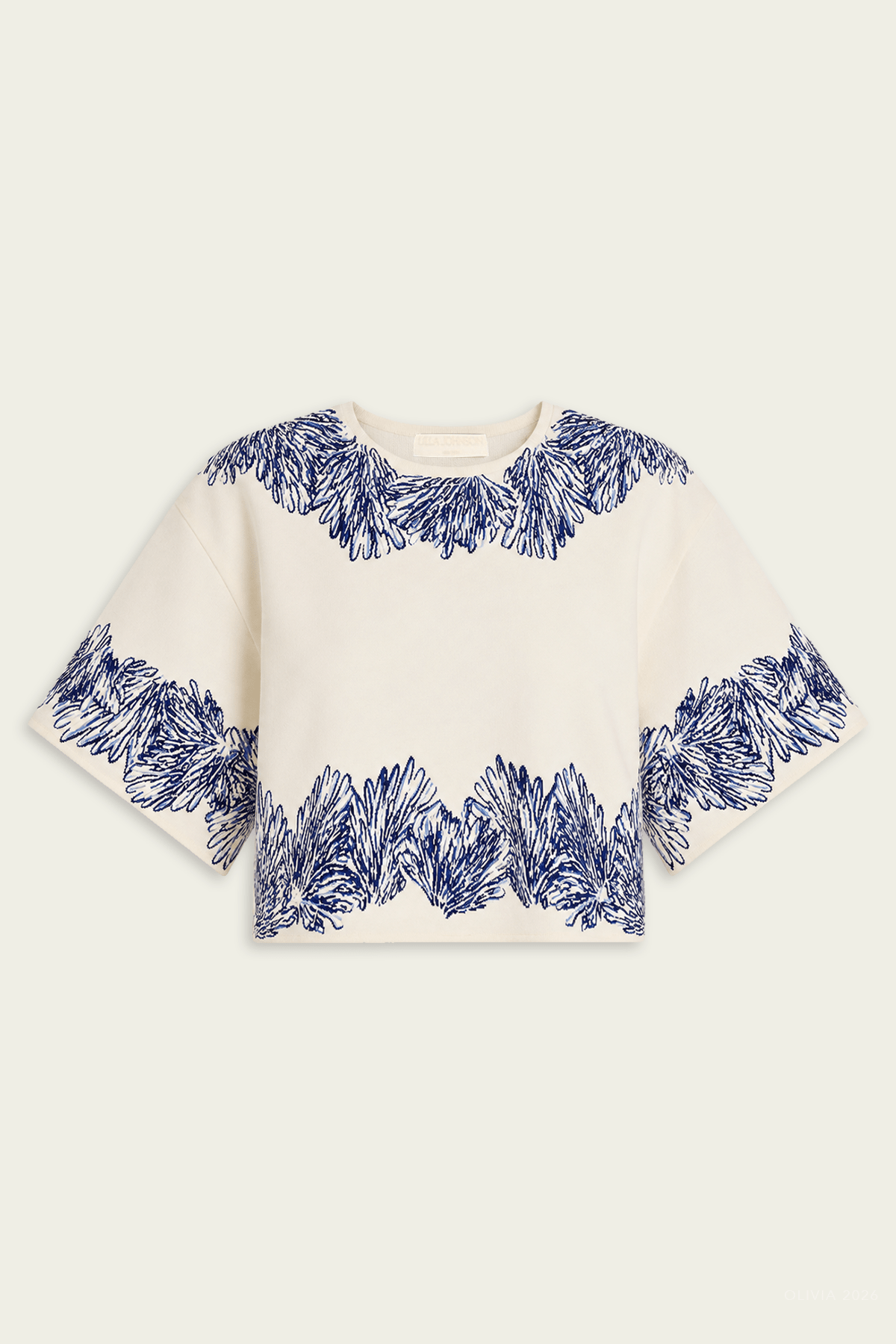 Ulla Johnson Alara Short-Sleeve Knit Jacquard Knit Top - Image 1