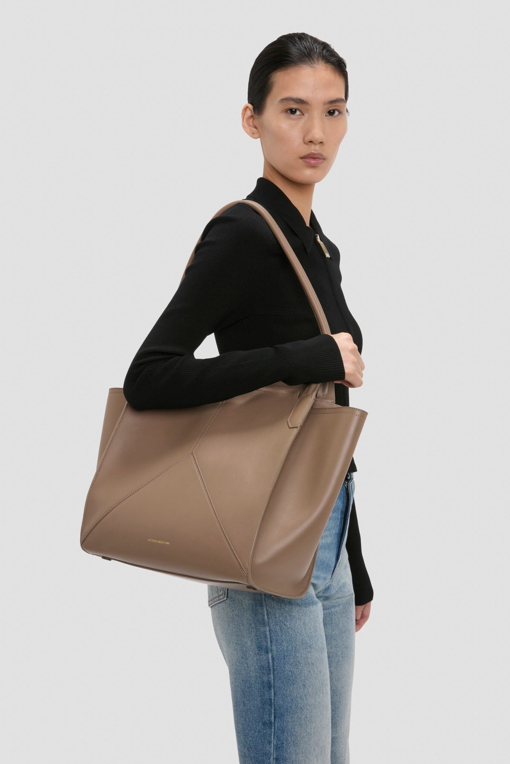 MNVBK051026015127008_2 Victoria Beckham Victoria Tote Grey Soft Calf Leather - Image 2
