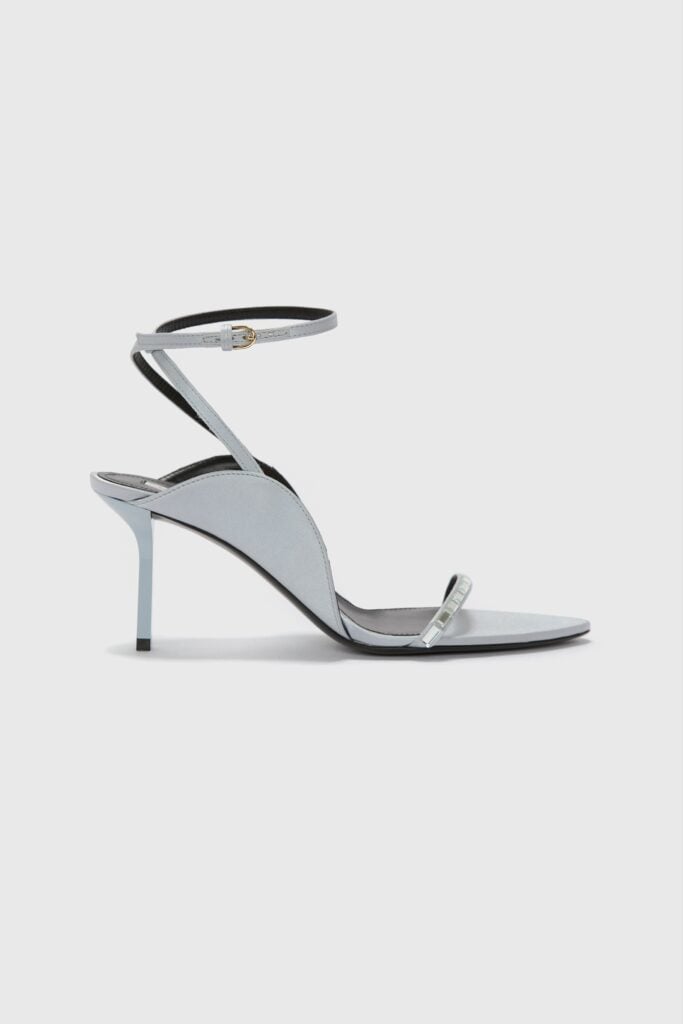 Victoria Beckham Victoria Embellished Sandal 75 Silver Satin - Image 1
