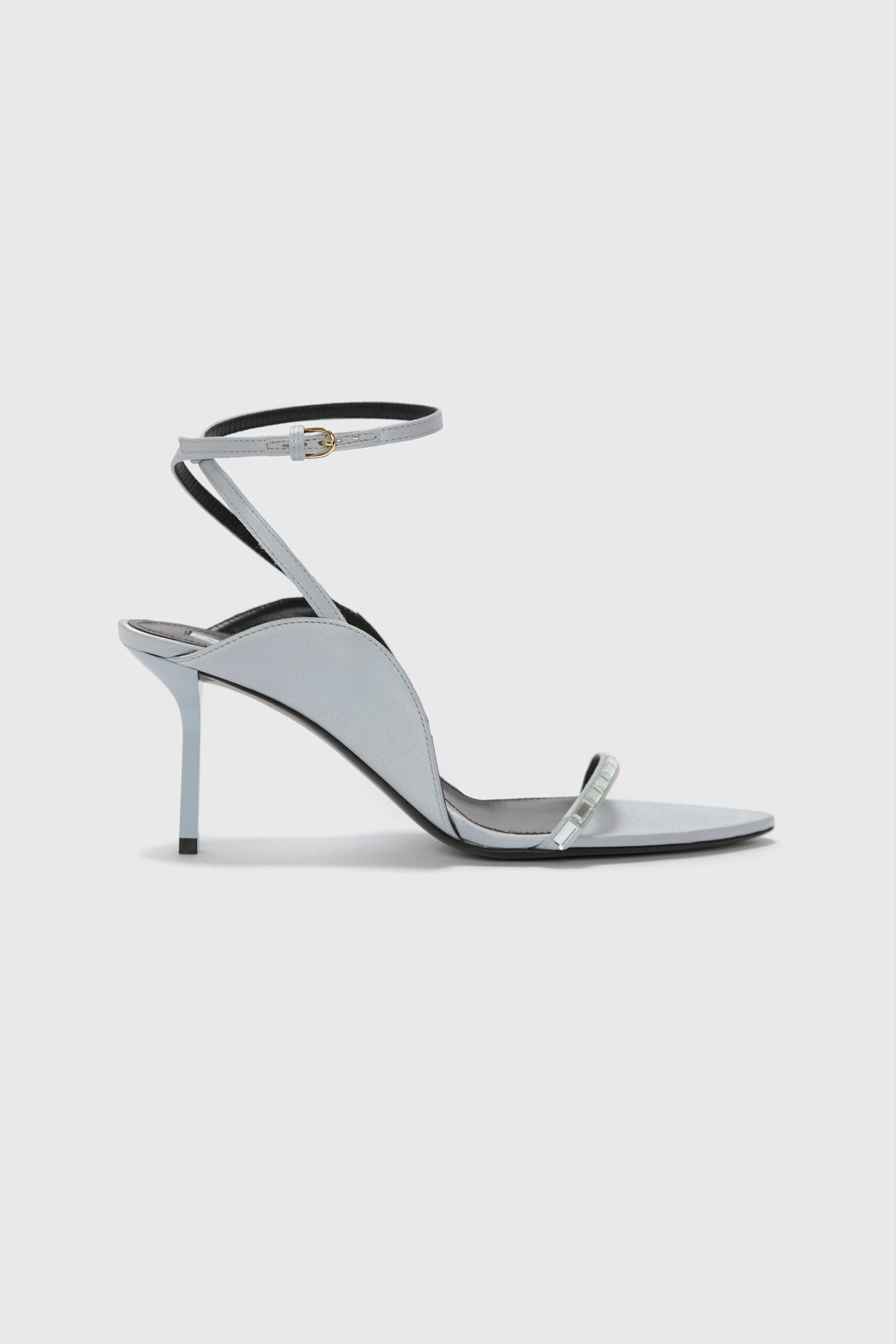 Victoria Beckham Victoria Embellished Sandal 75 Silver Satin - Image 1