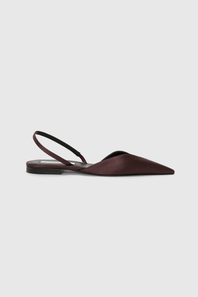 Victoria Beckham Victoria Angle Halter Back Flat Burgundy Satin - Image 1
