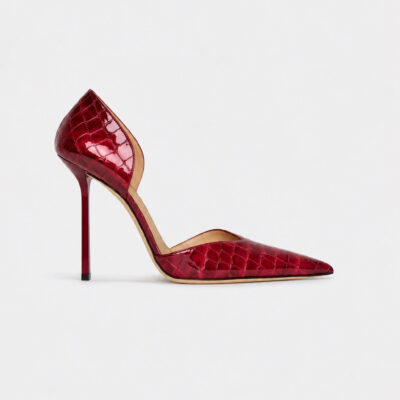 Victoria Beckham Victoria Angle D'Orsay Pump 115 Red Croc Embossed Leather - Image 1