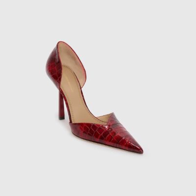 Victoria Beckham Victoria Angle D'Orsay Pump 115 Red Croc Embossed Leather - Image 2