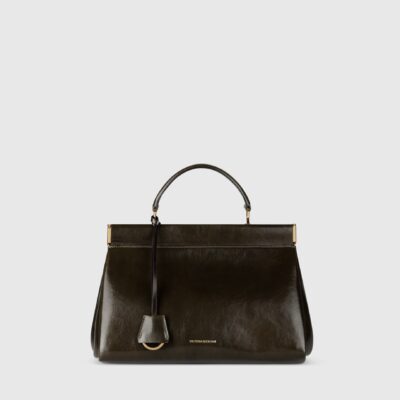 Victoria Beckham Sloane Frame Bag 28 Dark Olive Distressed Leather - Image 1