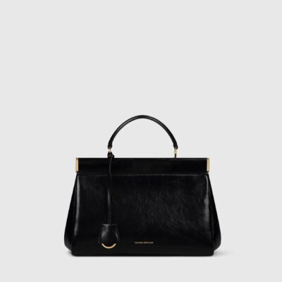Victoria Beckham Sloane Frame Bag 28 Black Distressed Leather - Image 1