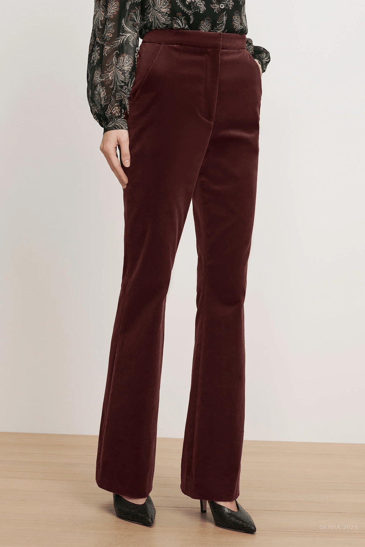 MNVERO041026044519139_2 Veronica Beard Gracie Velvet Flare Pant - Image 2