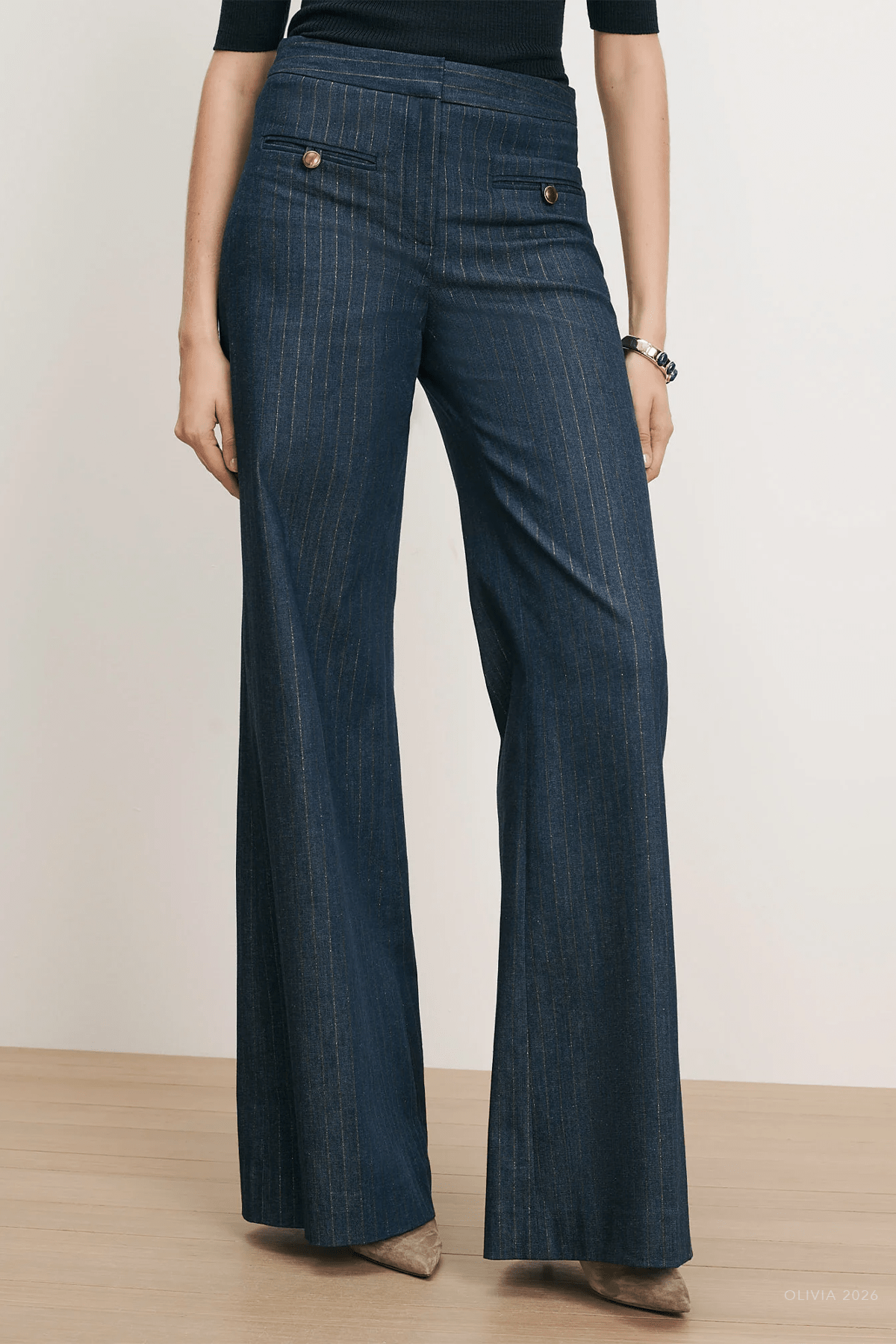 MNVERO041026044519141_2 Veronica Beard Ledger Wide-Leg Denim Pant - Image 2