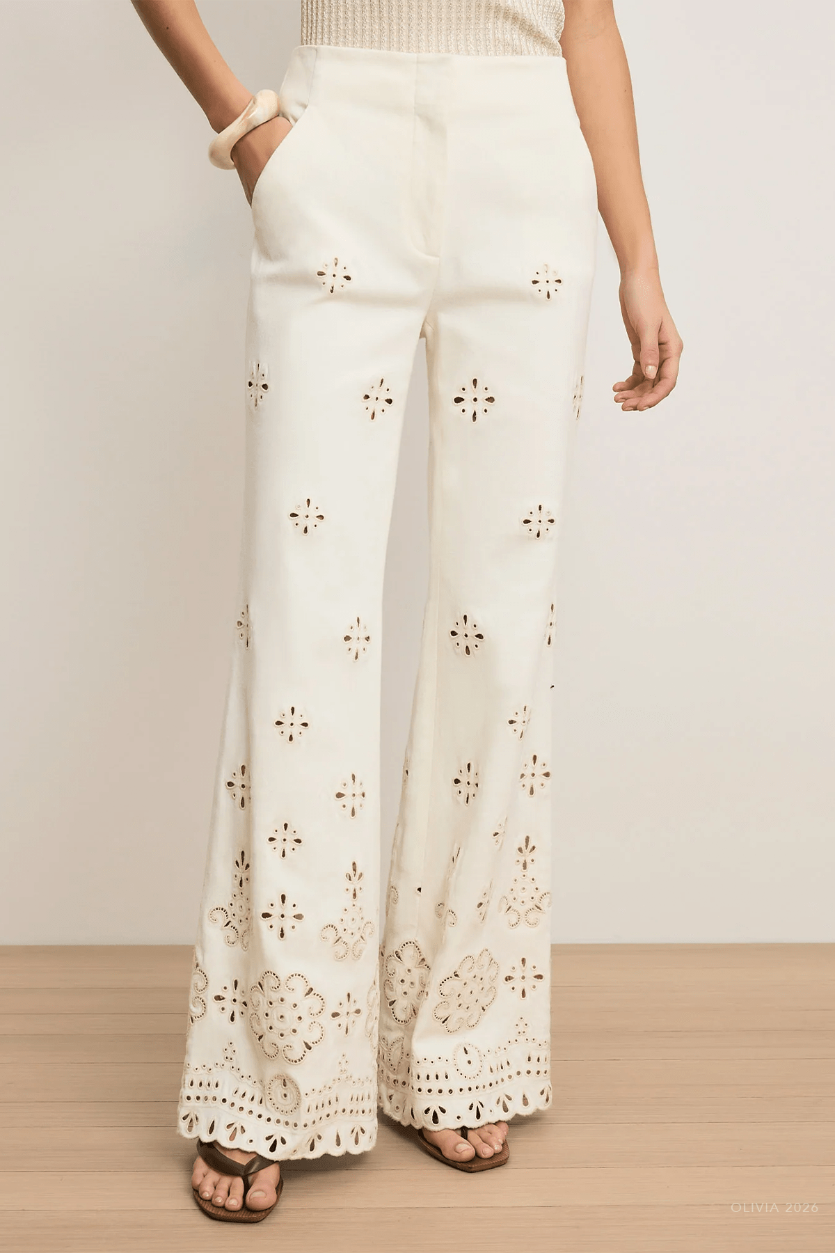 MNVERO051026010840113_2 Veronica Beard Komi Eyelet Pant - Image 2