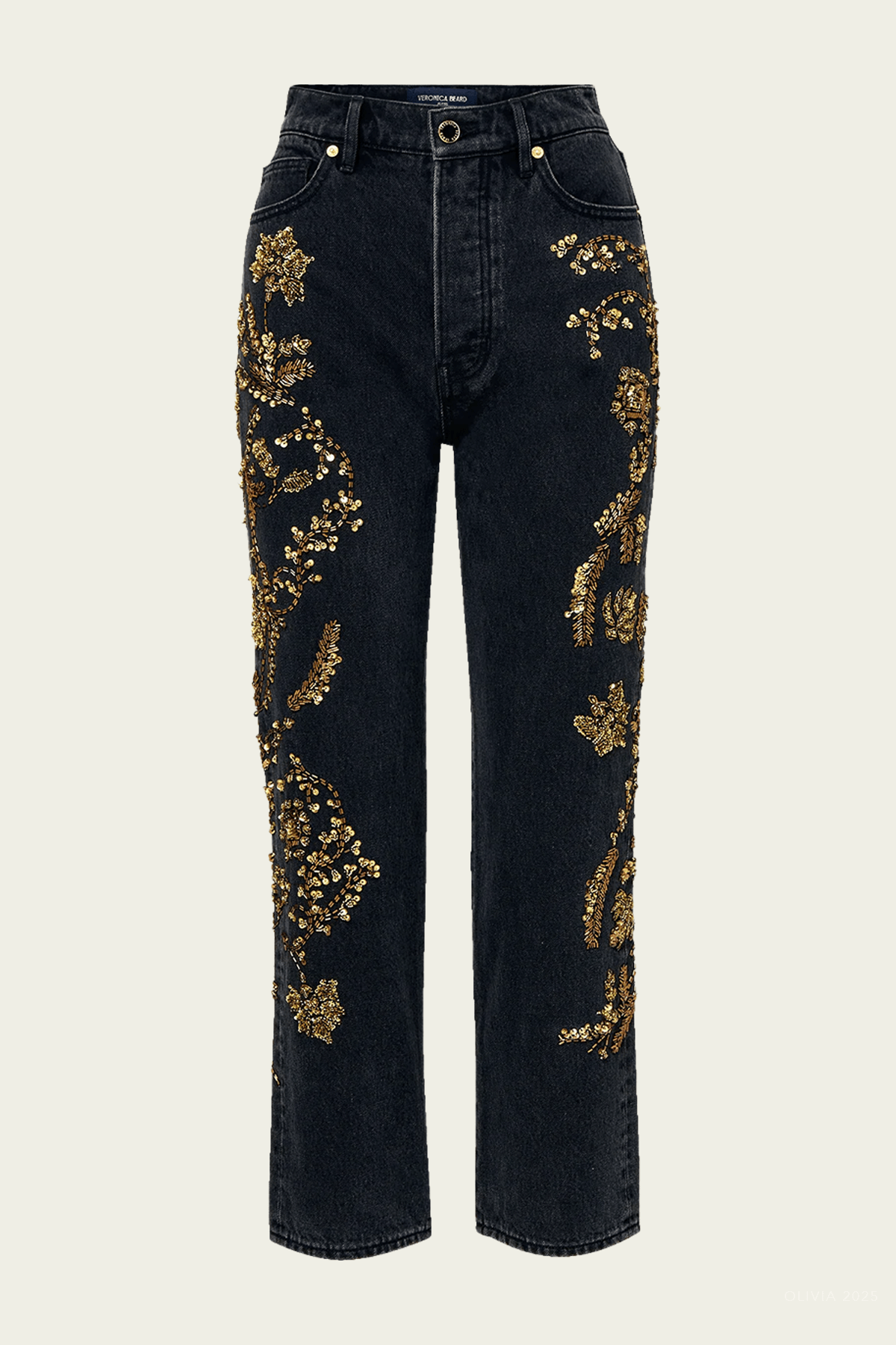 Veronica Beard Daniela Embellished Straight-Leg Jean - Image 1