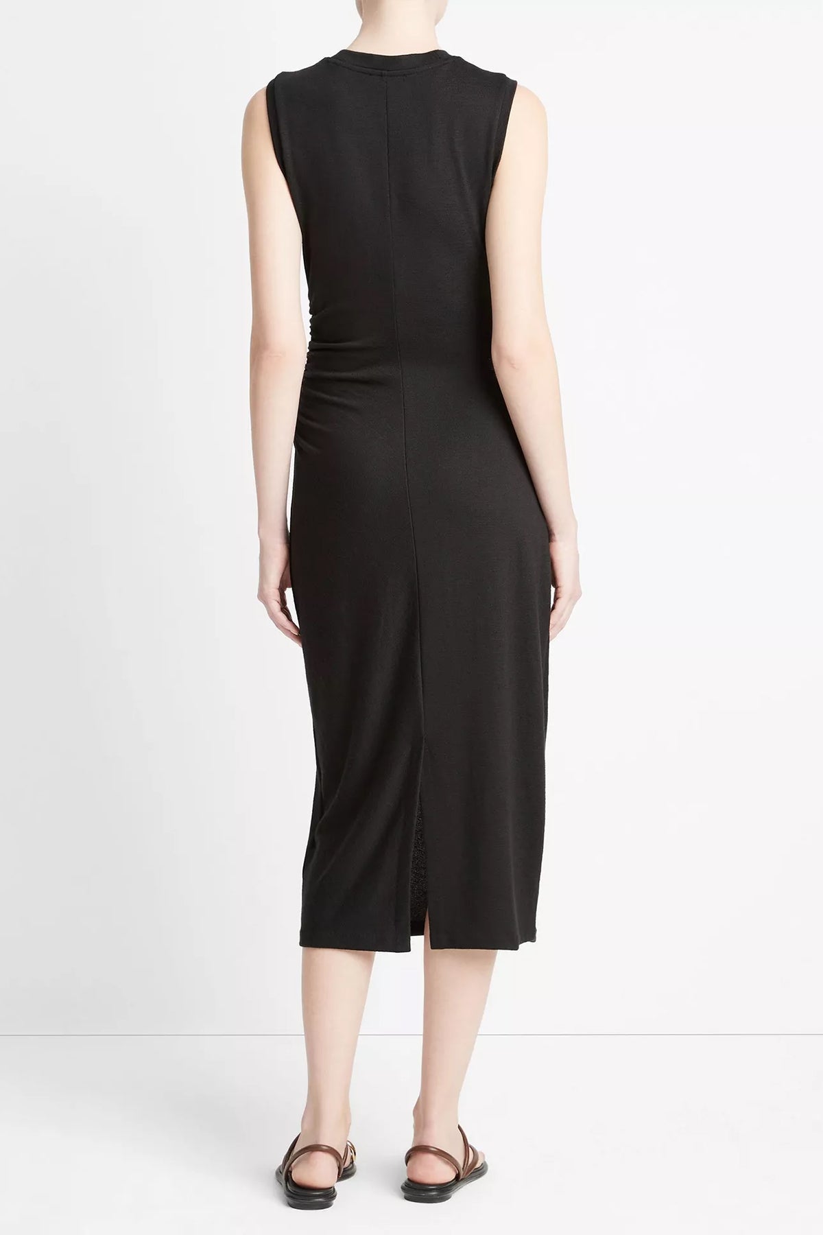 MNVINC051026012313231_2 Vince. Sleeveless Gathered-Waist Dress - Image 2