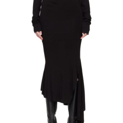 Aaron Esh Black Fishtail Maxi Skirt