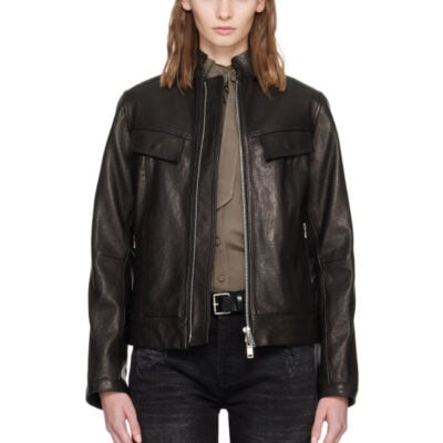 Aaron Esh Black Grained Leather Jacket