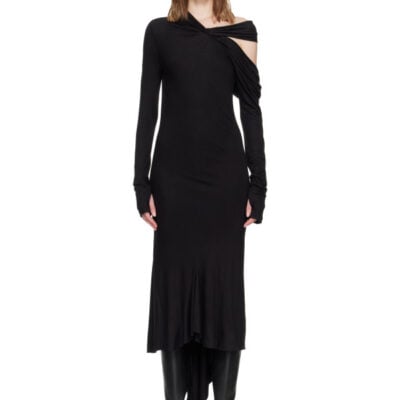 Aaron Esh Black Twist Strap Midi Dress