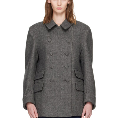 Aaron Esh Gray Wool Peacoat