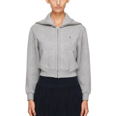 Abra Gray Zipped Up Neck Cardigan