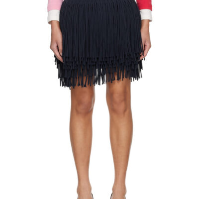 Abra Navy Fringed Miniskirt