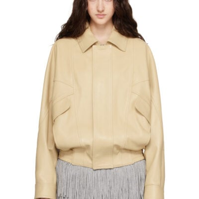 Abra Yellow Leather Bomber Jacket
