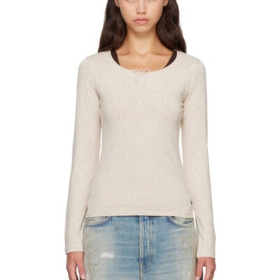 Acne Studios Beige Jersey Bow T-shirt