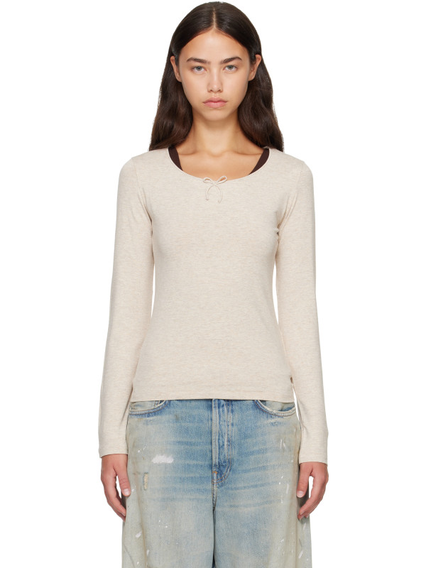 Acne Studios Beige Jersey Bow T-shirt