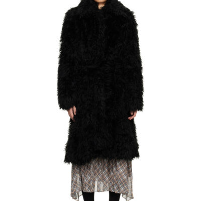 Acne Studios Black Belted Faux-Fur Coat