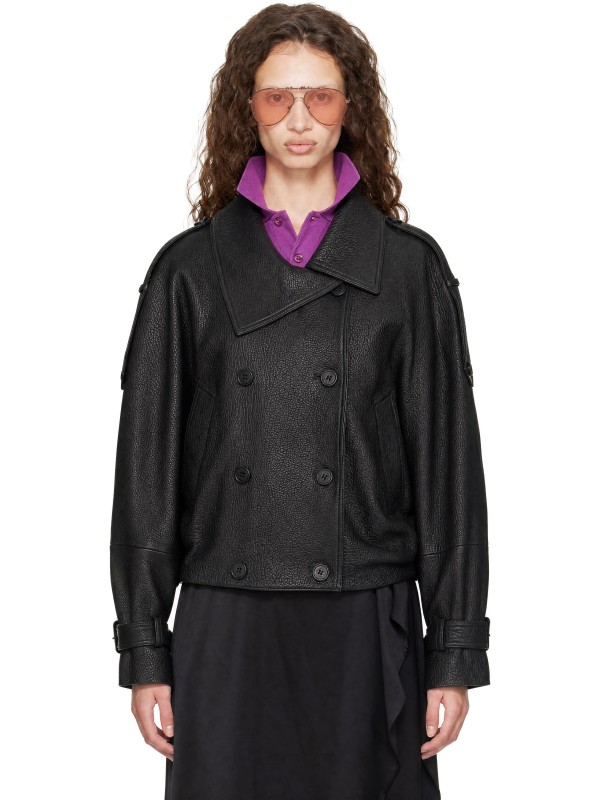 Acne Studios Black Cropped Leather Jacket