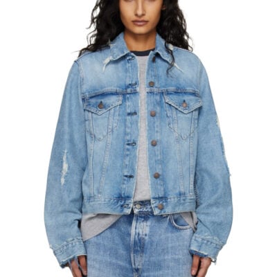 Acne Studios Blue Distressed Denim Jacket