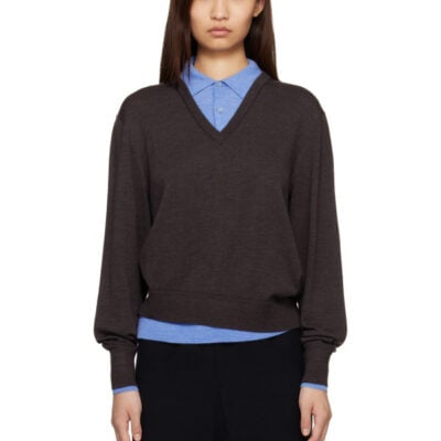 Acne Studios Brown & Blue Layered Wool Knit Sweater