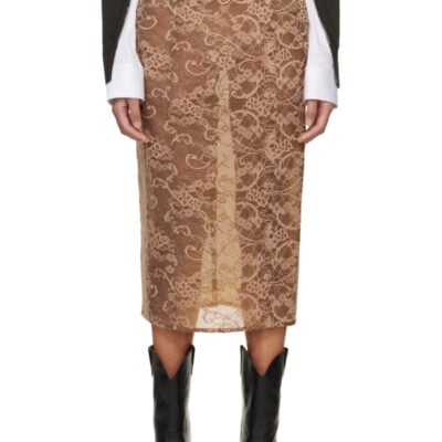 Acne Studios Brown Lace Midi Skirt