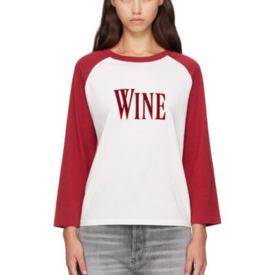 Acne Studios Burgundy & White 'Wine' T-shirt