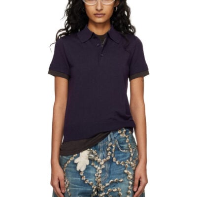 Acne Studios Navy Layered Wool Knit Polo