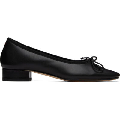 Aeyde Black Onda Round-Toe Ballerina Flats