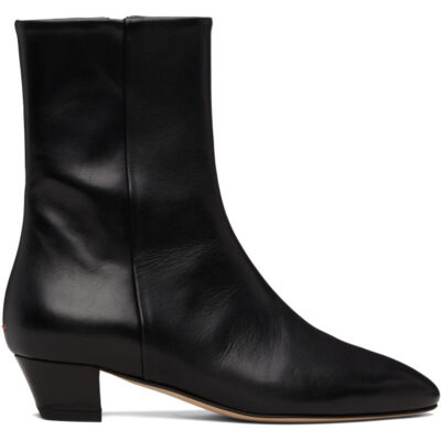 Aeyde Black Yasmin Leather Ankle Boots