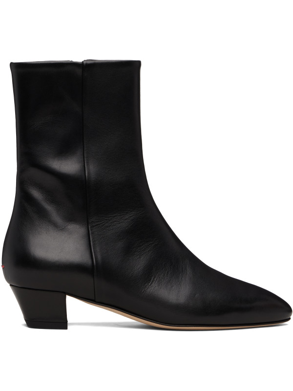 Aeyde Black Yasmin Leather Ankle Boots
