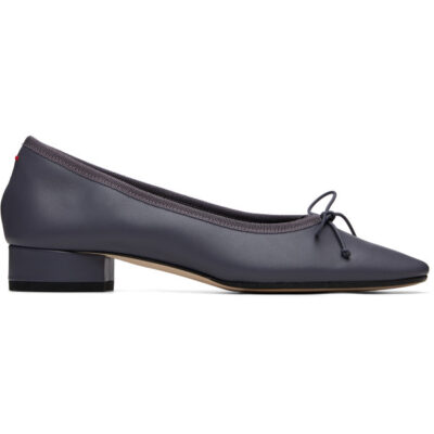 Aeyde Purple Onda Round-Toe Ballet Heels