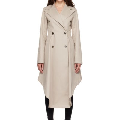 Alaïa Beige Asymmetric Twill Trench Coat