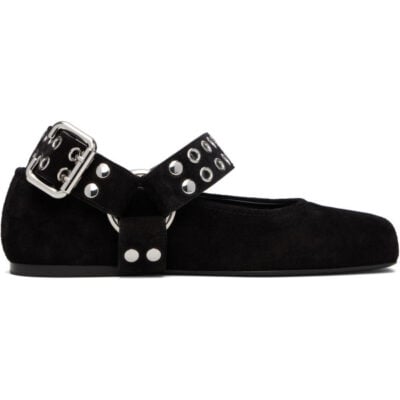 Alaïa Black Biker Suede Ballerina Flats